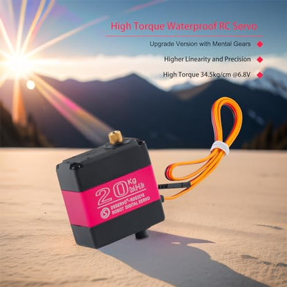 RDS3218 20KG Servo Motor 180° Waterproof Full Metal Gear Steering Digital Servo Metal Bracket Double Bearing with U Mounting Bracket for RC Car Robot DIY 1/8 1/10 (20KG 180°) - size: 20KG 180°