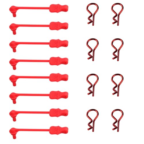 8PCS TGCWENG Universal RC Body Clips w/Pull Tabs Car Clips R Clips for All 1/10 1/12 Scale TRX4 Losi HPI Arrma Kyosho Himoto RC Car Truck Crawler Body Shell Upgrades (1.2mm Red Clips+Red Pull) - color: Red Clips+Red Pull