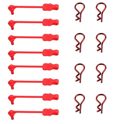 8PCS TGCWENG Universal RC Body Clips w/Pull Tabs Car Clips R Clips for All 1/10 1/12 Scale TRX4 Losi HPI Arrma Kyosho Himoto RC Car Truck Crawler Body Shell Upgrades (1.2mm Red Clips+Red Pull) - color: Red Clips+Red Pull