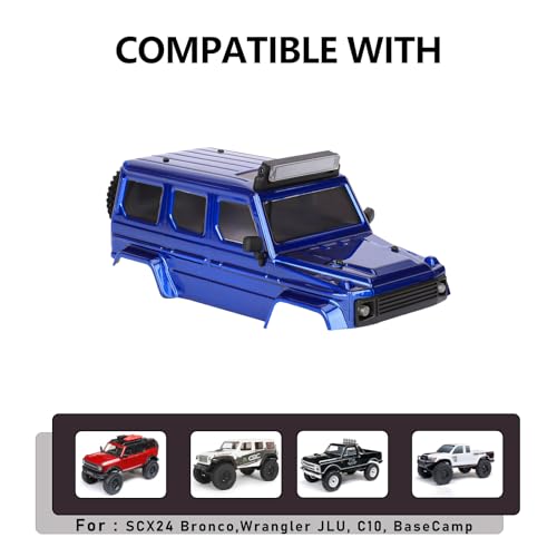 SCX24 Body Magnetic Stand with Lights for SCX24 Upgrades | PC Front and Rear Body for SCX24 Bronco JLU C10 Basecamp 1/24 RC Crawler - style: Blue