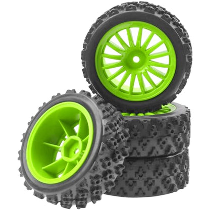 4Pack Vgoohobby OD2.83in 1/10 On Road Rubber Tires w/Nylon Wheel Rims 12mm Hex Compatible with HSP HPI Redcat Tamiya Traxxas 1/10 RC On Road Racing Touring Car (Green) - color: Green