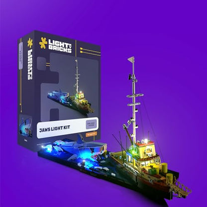 Light My Bricks Light Kit for Lego Jaws #21350 |LED Lighting Kit Compatible with Jaws Lego Set| Adds Realistic Ambience to Your Boat Display (Set Not Included)