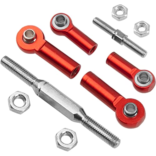 7PCS ShareGoo Adjustable Turnbuckles Camber Links Steering Linkage Rod Ends Sets Compatible with Traxxas Slash 4X4 / 2WD 1/10 RC Car Upgrade Parts (Red) - color: Red