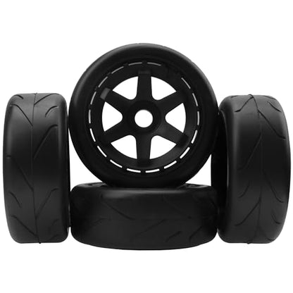 ShareGoo RC 1/8 Buggy Tires OD 4.09" Street Tires w/Plastic Wheel Rims 17mm Hex Compatible with Arrma 1/8 Typhon Talion Redcat Losi HPI HSP Kyosho 1/8 RC On Road Racing Car (6-Spoke) - color: 6-spoke