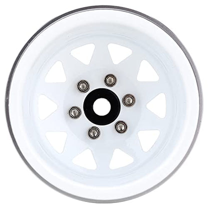 INJORA 1.9 Beadlock Wheel Rim Hub 4pcs Metal Rims for 1/10 RC Crawler Car TRX4 Axial SCX10 90046 (White) - color: White