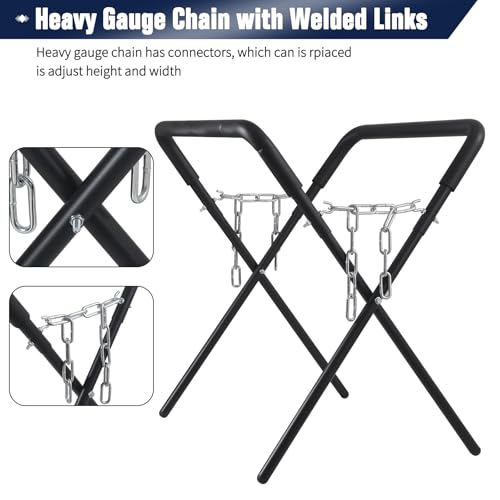 Folding Work Stand (1-Pack), 500-Pound Adjustable Folding Stand for Automotive Repair, Woodworking & Surfboards, Black