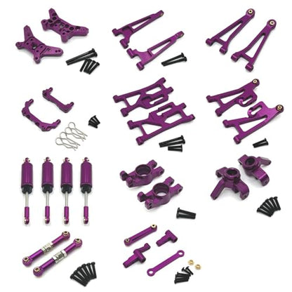 Rc Swing Arms For MJX For Hyper Go 14210 14209 Metal Steering Cup Upper Lower For Swing Arm Set Shock Tower Bracket Body Post RC Car Parts(Purple) - color: Purple