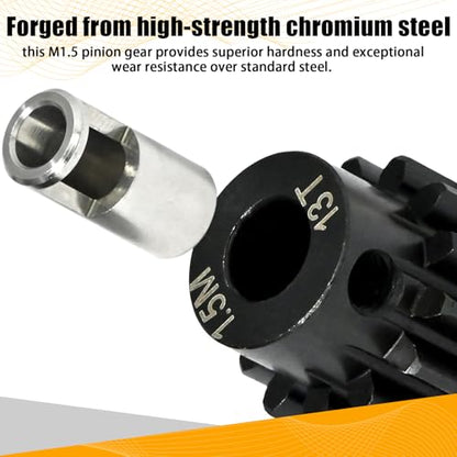M1.5 13T Pinion Gear 8mm Bore with 8mm to 5mm Shaft Adapter Sleeve, Chromium Steel Motor Gear with Set Screw & Hex Key for Traxxas ARRMA Losi 1/5 1/8 RC Cars - size: 13T