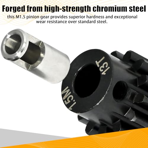 M1.5 13T Pinion Gear 8mm Bore with 8mm to 5mm Shaft Adapter Sleeve, Chromium Steel Motor Gear with Set Screw & Hex Key for Traxxas ARRMA Losi 1/5 1/8 RC Cars - size: 13T
