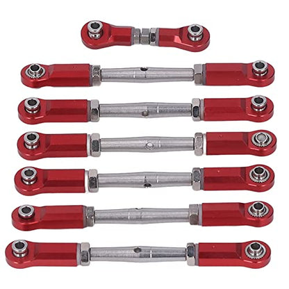 7PCS Adjustable Links Set for Slash Rustler - RC Accessories - 1/10 RC Car Adjustable Steering Linkage Kit with 87-103mm Links (Red) - color: Red