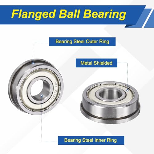 uxcell 5Pcs F6000ZZ Flanged Ball Bearings, 10 x 26 x 8mm Double Shielded Chrome Steel Deep Groove Bearing, ABEC5 - size: F6000ZZ 10 x 26 x 8mm