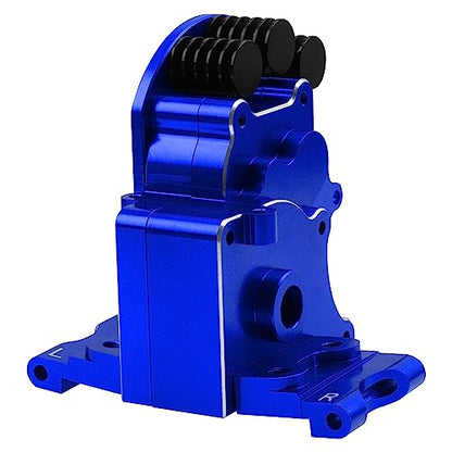 Aluminum Transmission Case Gearbox Housing Cover w/Motor Plate Compatible with 1/10 Traxxas Slash 2WD Rustler Stampede Bandit 2WD RC Car Replace 3691 (Blue) - color: Blue