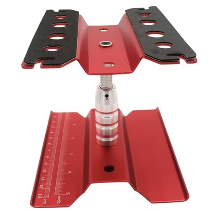1 Set RC Car Work Stand Aluminum Alloy Repair Workstation Bracket with Screw Tray for 1/8 1/10 1/12 1/16 Traxxas Axial Arrma Redcat RC Crawler Monster Truck Buggy (Red) - color: Red