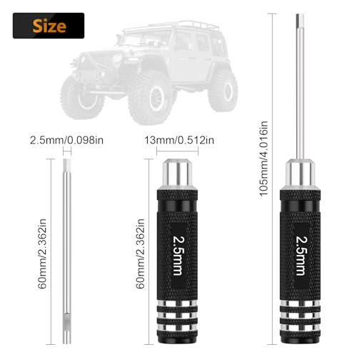 RC Tool Kit 7PCS Precision Hex Screwdriver Set | Hobby Tools W/0.9/1.27/1.3/1.5/2.0/2.5/3.0mm Hexagon Wrench RC Repair Tool Compatible with SCX24 Traxxas Redcat RC Trucks - color: Clear