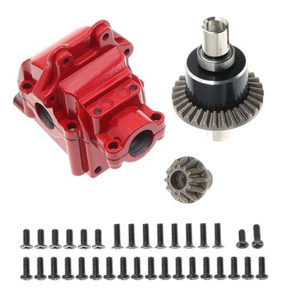 Metal Front&Rear Differential Gearboxes Housing Cover with Differential Gear Set Compatible with WLtoys 1/14 144010 144001 144002 124018 124016 124017 124019 RC Car Upgrades Parts (Red) - color: Red