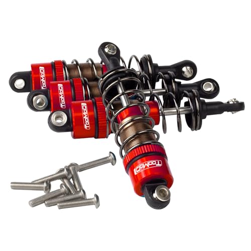 1/10 70mm RC Oil filled Shock Absorbers kit for Tamiya CC01 WR-02 Axial SCX10 D90 HPI HSP 1/10 Crawler Car Buggy Car Upgrades Replace Parts (Red) - color: Red