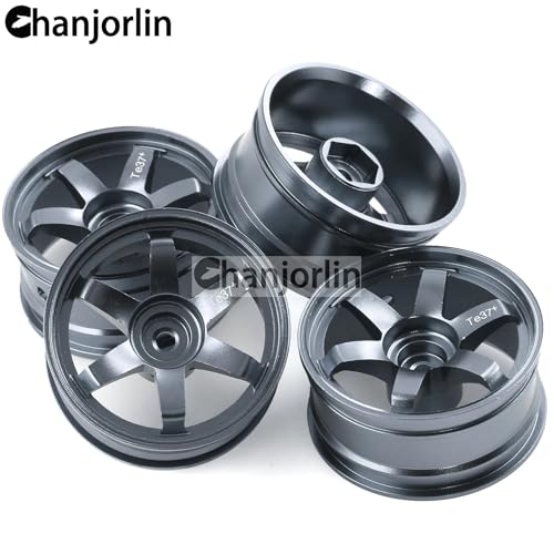 1/10 RC On Road Drift Wheels Rims Hex 12mm Alloy Aluminum Rally Racing Hubs for 1:10 Scale Touring Street Car Tires Tyres Tamiya TT01 TT02 A959 PTG2 HPI KYOSHO HSP XV02 XV01 4PCS (Titanium) - color: Titanium