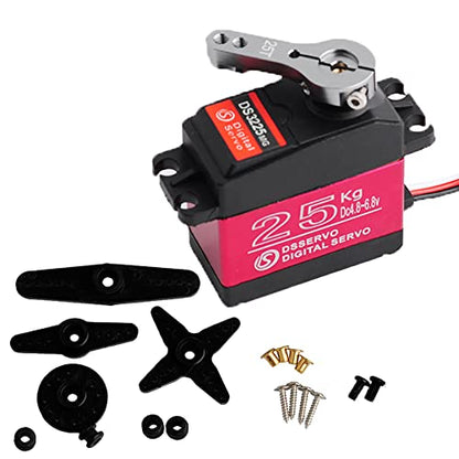 DS3225MG RC Digital Servo 25Kg Waterproof Servo Full Metal Gear 180 Degree for 1/8 1/10 DIY Baja Car Crawler Truck RC Robot Arm - size: 25kg 180°