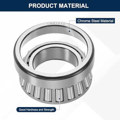 uxcell LM67048/10 Tapered Roller Bearing Cone and Cup Set, 1.24" Bore x 2.32" OD x 0.65" Thick, Chrome Steel Taper Bearing Set, ABEC-3 - size: LM67048/10