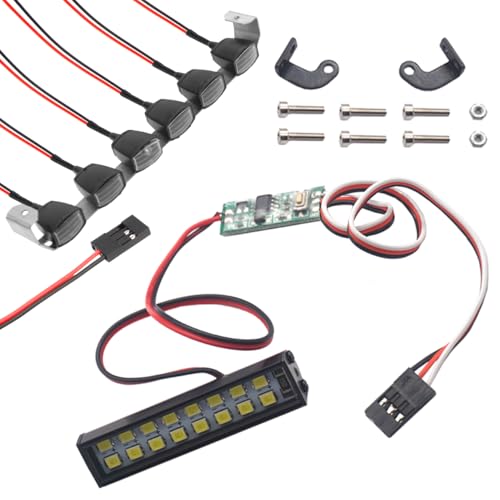 16LEDs RC Crawler Car LED Light Bar Roof Lamp Simulation Spotlight Kit 5-8.4V & RC Car Roof Light Bar Kit Body Shell Roof Luggage Lights