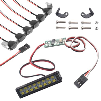 16LEDs RC Crawler Car LED Light Bar Roof Lamp Simulation Spotlight Kit 5-8.4V & RC Car Roof Light Bar Kit Body Shell Roof Luggage Lights