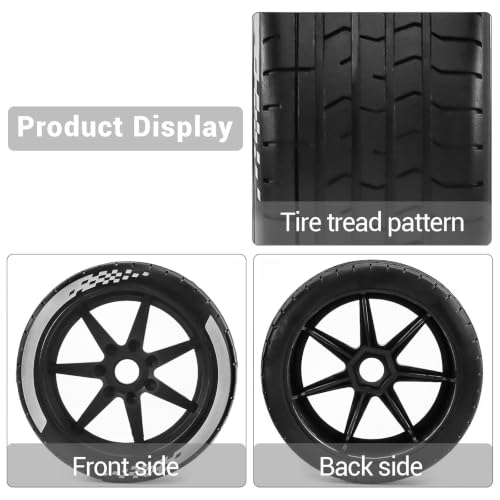 4PCS RC Highway Off-Road Truck Wheels & Tires - Compatible with 1/8 Typhon 6S BLX, 1/7 Infraction 6S BLX/Limitless - Foam Insert Plastic Rims (Black(4pcs)) - color: Black(4pcs)