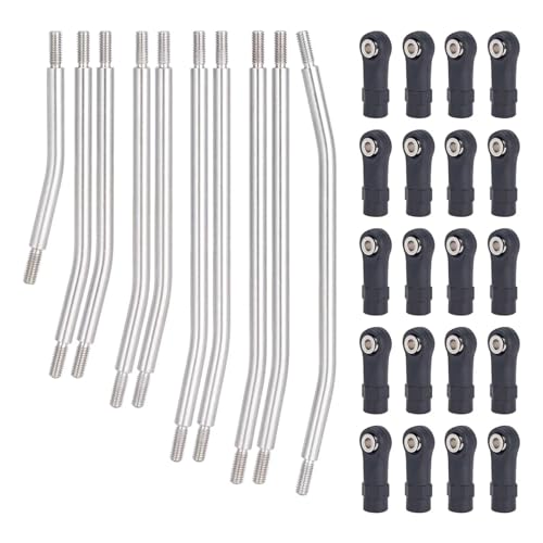 10Pcs Stainless Steel Links Rod Set with Ball End 313/324mm Wheelbase for 1/10 RC Crawler Car Axial for SCX10 II 90046 Upgrade Parts(324mm) - color: 324mm