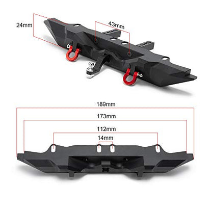 Aluminum Rear Bumper with Trailer Hitch 2pcs Red Shackles for TRX-4 T4 1/10th RC Crawler Car Upgrades Parts | 1/10th Crawler Car Upgrades Parts