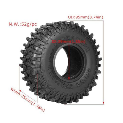 1.55 inch Tires Rubber Tyres for 1:10 RC Crawler Car D90 TF2 Tamiya CC01 LC70 MST JIMNY 90069 (90mm) - color: 90mm