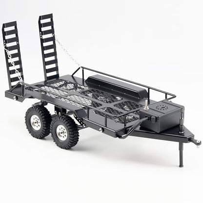 RC Trailer Metal Hitch Mount Trailer with Light Strip for TRX4M Defender Bronco F150 FCX18 SCX24 FCX24 AX24 Etc 1/18 1/24 RC Crawler Car,RC Trucks with Trailers Upgrades Accessories