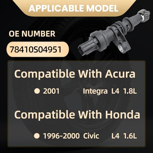 Wheel Speed Sensor ABS Transmission Speed Sensor Compatible with Integra Civic 1996 1997 1998 1999 2000 2001 1.8L 1.6L 78410S04951 GS LS CX DX EX GX LX (den-so Transmission) GS LS CX DX EX GX LX