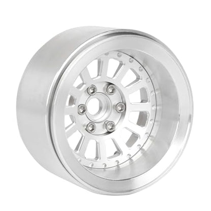 Aluminum 2.2" Beadlock Wheel Offset -10mm Metal Rims for SCX10 RR10 TRX4 VS4-10 Gen8 1/10 RC Crawler Car Upgrade Parts (12-Spoke, Silver) - color: 12-spoke, Silver