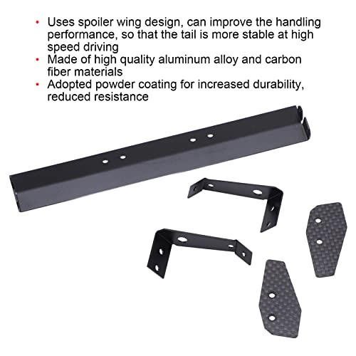 RC Rear Wing, Aluminum Alloy and Carbon Fiber Tail Spoiler with Adjustable Angle for 1/10 Remote Control Car, High Strength, Improved Aerodynamics, Downforce and Stability