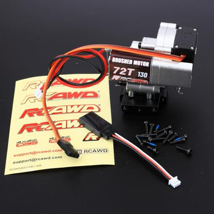 RCAWD Full Metal 2-Speed Transmission Gearbox with Base for FMS 1/18 Crawler Parts(Silver) - color: Silver