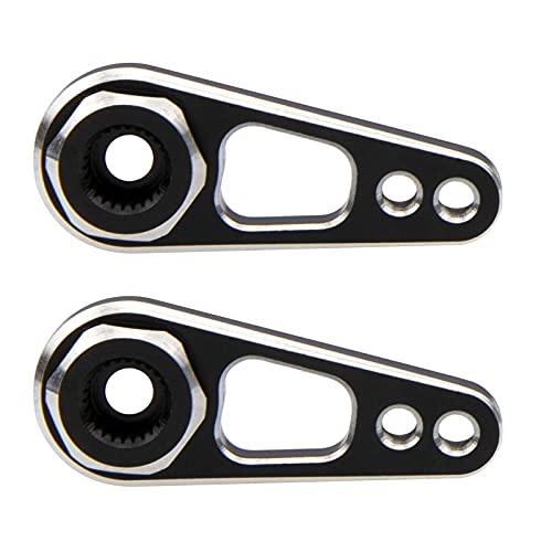 2Pack Vgoohobby Aluminum Alloy RC Double Hole 25T Steering Servo Arm Horn Compatible with Recat Axial SCX10 90046 Traxxas TRX-4 1/10 RC Crawler Climbing Car (Silver-Black) - color: Silver-black