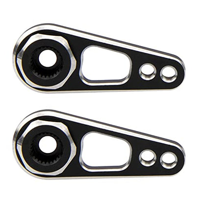 2Pack Vgoohobby Aluminum Alloy RC Double Hole 25T Steering Servo Arm Horn Compatible with Recat Axial SCX10 90046 Traxxas TRX-4 1/10 RC Crawler Climbing Car (Silver-Black) - color: Silver-black