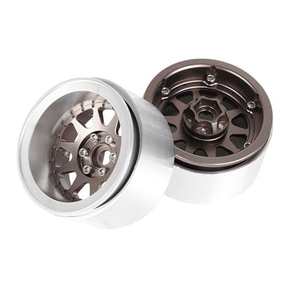 Aluminum 2.2" Beadlock Wheel Offset -10mm Metal Rims for SCX10 RR10 TRX4 VS4-10 Gen8 1/10 RC Crawler Car Upgrade Parts (10-Spoke, Bronze) - color: 10-spoke, Bronze