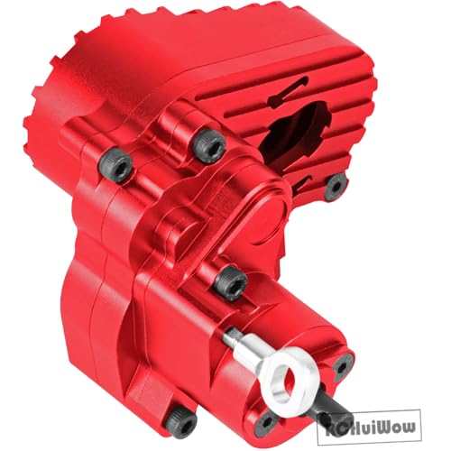 RC Transmission w/Gear Upgrades Part for 1/10 SCX10 AXI03004 Capra 1.9 UTB,Aluminium Alloy Complete Gearbox Transmission Case with Gear,Red - color: Red(1set)