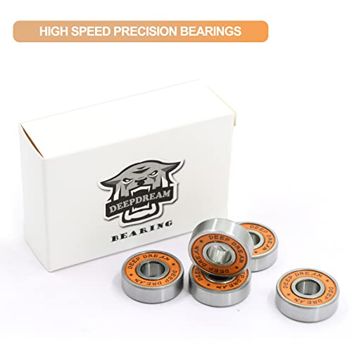 Premium 20Pcs 608rs Bearings Skateboard Bearings Chrome Steel Bearing Longboard Bearings (8x22x7mm) Double Rubber Sealed Deep Groove Bearing - size: 608-2rs-orange