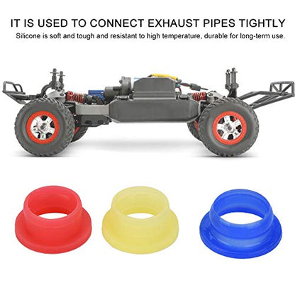 RC Engine Exhaust Gasket Set for 1/8 Scale Nitro Cars, High Temp Silicone Exhaust Gasket RC Seal, Replacement Model Car Exhaust Parts Coupler