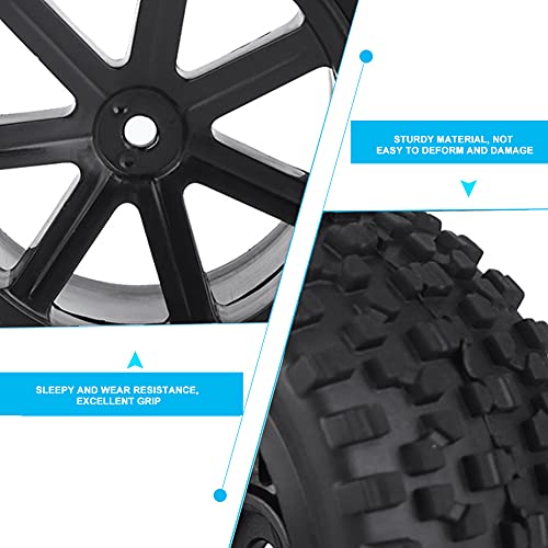 RC Crawler Tires, Durable Rubber Off-Road Grip, 1/10 Scale RC Tires 4pcs Black Wheel Set for RC Enthusiasts, Off-Road Racing, Crawling Adventures