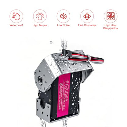 RD51160 160KG High Torque Digital Servo Motor Dual-Shaft CNC Aluminum Robot Arm Servo for Robotics RC Vehicles DIY Projects(160kg 270°) - size: 160kg 270°