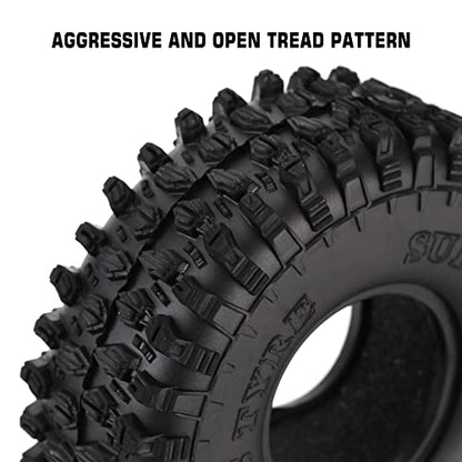 INJORA 1.9" Rubber Rocks Tires for 1:10 RC Rock Crawler Axial SCX10 90046 AXI03007 D90 D110 TF2 Traxxas TRX-4