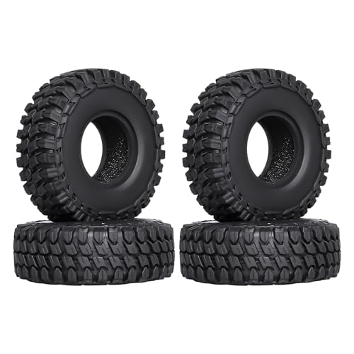 Hobbypark Soft Rubber SCX24 Tires 1.0 Rock Crawler for 1/18 TRX4M Axial SCX24 Gladiator Bronco C10 JLU Deadbolt B17 Betty 1/18 1/24 RC Crawler Car, 4PCS (52x20mm) - style: Type D