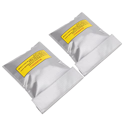 Lithium Battery Safety Bag, Durable Fire Charging Storage Pouch for RC Drone PVC Fiber 180 x 230 x 5 mm 2 Pack