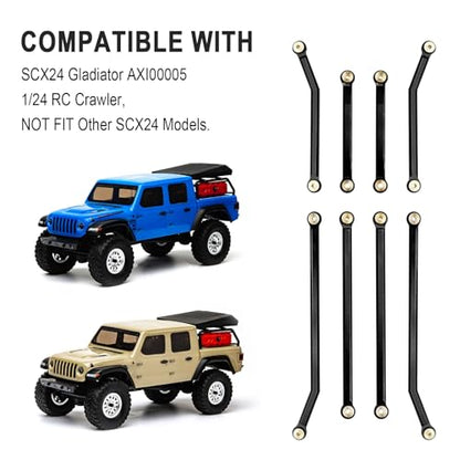 Hobbypark Aluminum High Clearance Links Set Upgrades for Axial SCX24 Gladiator AXI00005 Upgrades 1/24 RC Crawler Car (Black) - color: Black
