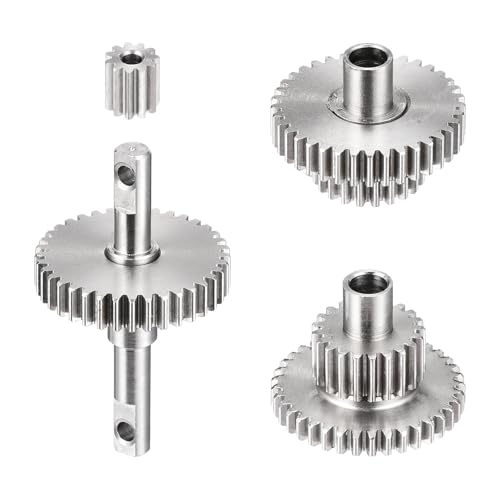 MECCANIXITY Stainless Steel 40.3:1 Transmission Gear Set, High Speed Pinion Diff Gear with Four Sizes for TRX4M 1/18 RC Crawler Car, Silver - style: 40.3:1 with Silver