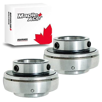 MAPLE ACE UC206-20 Go-Kart Racing Axle Bearing 1-1/4" Bore, Spherical OD with Set Screws and Lubrication Hole (Qty 2)