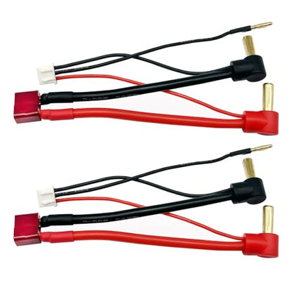 2pcs 5mm Bullet Banana to Female T-Plug LiPo Battery Lead Wire & JST-XH Balance for 2S 7.4V LiPo Batteries Red