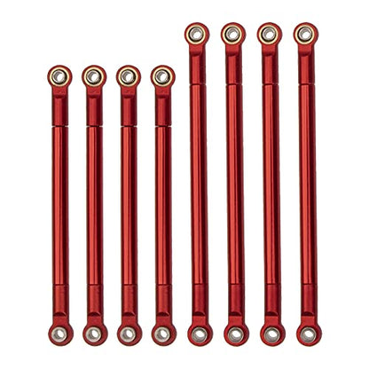 8PCS Metal Pull Rod Link Rod Linkage Compatible with MN Model MN86S MN86 MN86KS MN86K G500 1/12 RC Car (Red) - color: Red